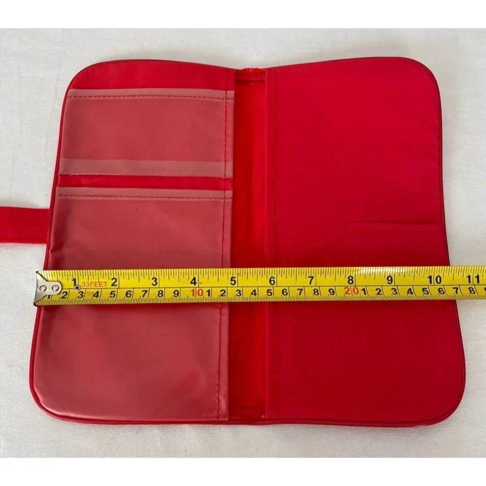 Vintage Globus Travel Organizer Red & White Vinyl 80s Airline Souvenir With Mult - Picture 8 of 10